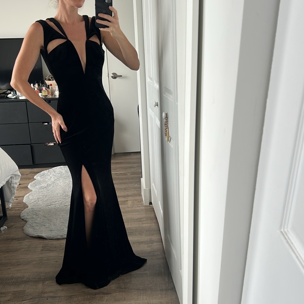 Jovani Black Maxi Dress with Front Slit